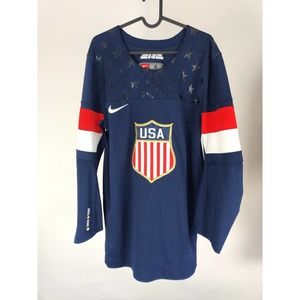 (V) Nike Team USA Hockey Men's Blank 2018 IIHF RARE Navy 1960 1980 Jersey S